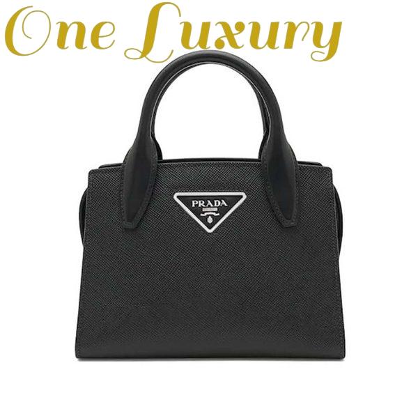Replica Prada Women Saffiano Leather Prada Kristen Handbag-Black 2