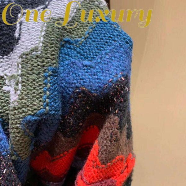 Replica Gucci Women Multicolor Geometric Pattern Wool Knit Mini Dress-Blue 7