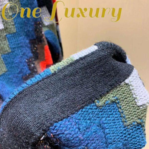 Replica Gucci Women Multicolor Geometric Pattern Wool Knit Mini Dress-Blue 8
