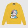 Replica Gucci Women Doraemon x Gucci Wool Sweater Yellow Wool Crewneck