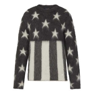 Replica Louis Vuitton LV Women USA Flag Mohair Jacquard Crewneck Sweater-Grey 2