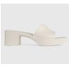 Replica Gucci Women GG Rubber Slide Sandal White Mid-Heel 6 Cm Heel