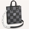 Replica Louis Vuitton LV Women Sac Plat XS Bag Graphite Cowhide Leather