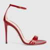 Replica Gucci Women Patent Leather Sandal 11.4cm Thin Heel-Red