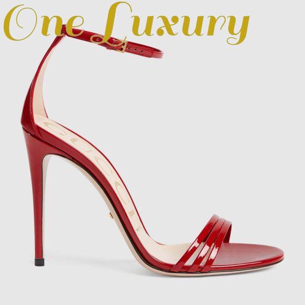 Replica Gucci Women Patent Leather Sandal 11.4cm Thin Heel-Red 2