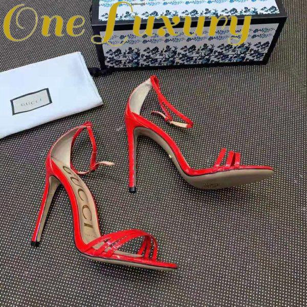Replica Gucci Women Patent Leather Sandal 11.4cm Thin Heel-Red 3
