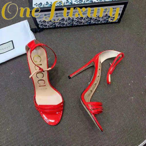Replica Gucci Women Patent Leather Sandal 11.4cm Thin Heel-Red 7