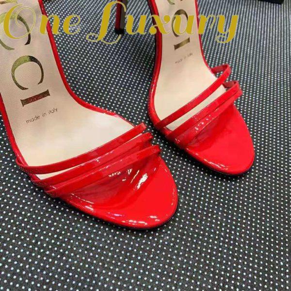 Replica Gucci Women Patent Leather Sandal 11.4cm Thin Heel-Red 11