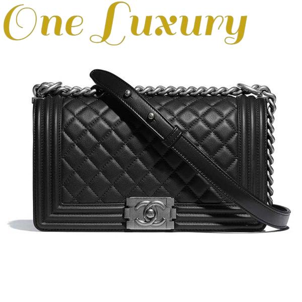 Replica Chanel Boy Chanel Handbag in Calfskin & Ruthenium-Finish Metal-Black