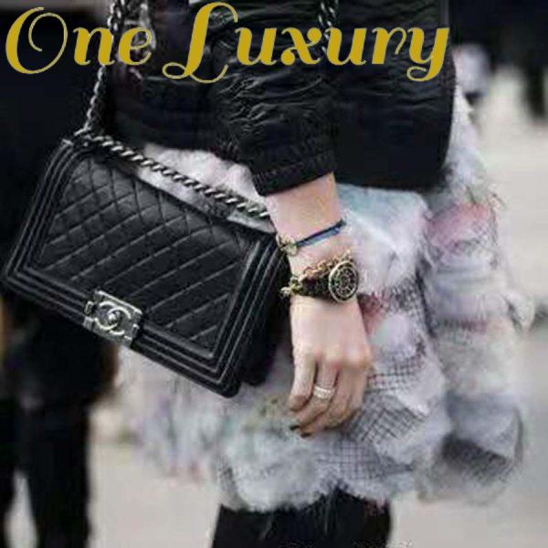 Replica Chanel Boy Chanel Handbag in Calfskin & Ruthenium-Finish Metal-Black 8