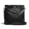 Replica Chanel Women Hobo Handbag in Calfskin Leather-Black