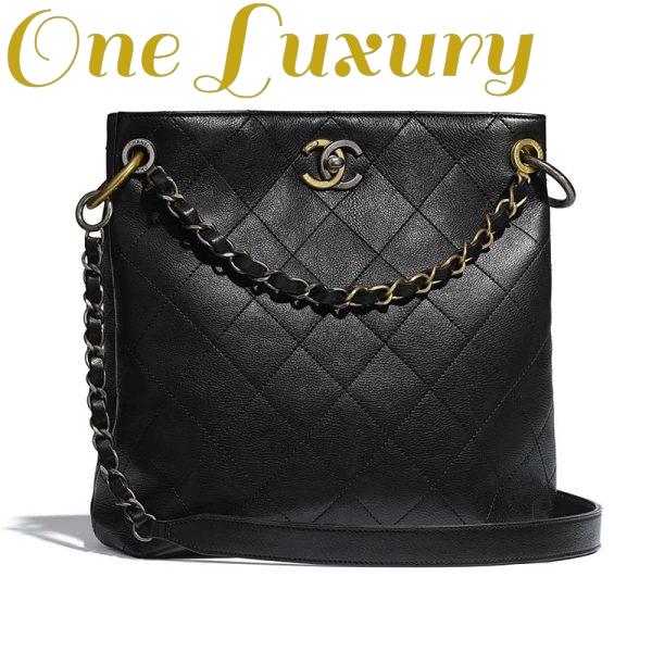 Replica Chanel Women Hobo Handbag in Calfskin Leather-Black 2