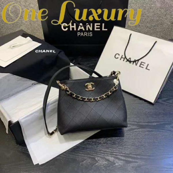 Replica Chanel Women Hobo Handbag in Calfskin Leather-Black 3