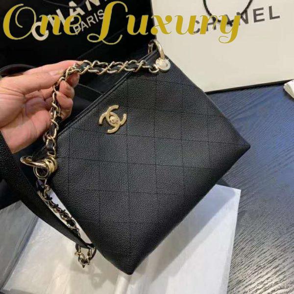 Replica Chanel Women Hobo Handbag in Calfskin Leather-Black 6