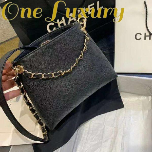 Replica Chanel Women Hobo Handbag in Calfskin Leather-Black 7