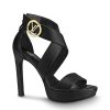 Replica Louis Vuitton LV Women Horizon Platform Sandal Black Grained Calf