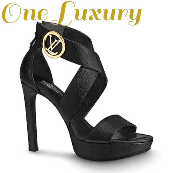Replica Louis Vuitton LV Women Horizon Platform Sandal Black Grained Calf 2