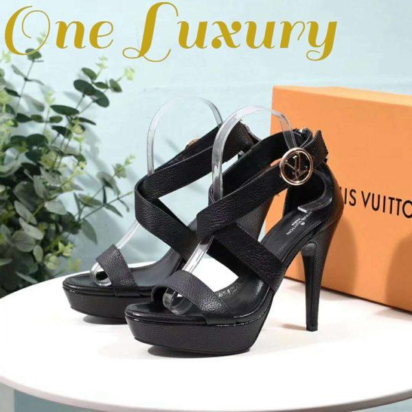 Replica Louis Vuitton LV Women Horizon Platform Sandal Black Grained Calf 3