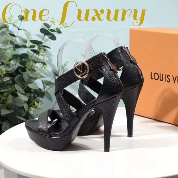 Replica Louis Vuitton LV Women Horizon Platform Sandal Black Grained Calf 4