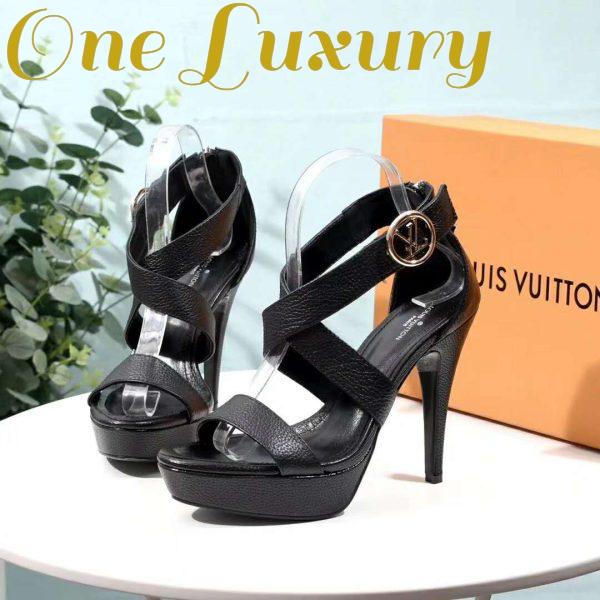 Replica Louis Vuitton LV Women Horizon Platform Sandal Black Grained Calf 5