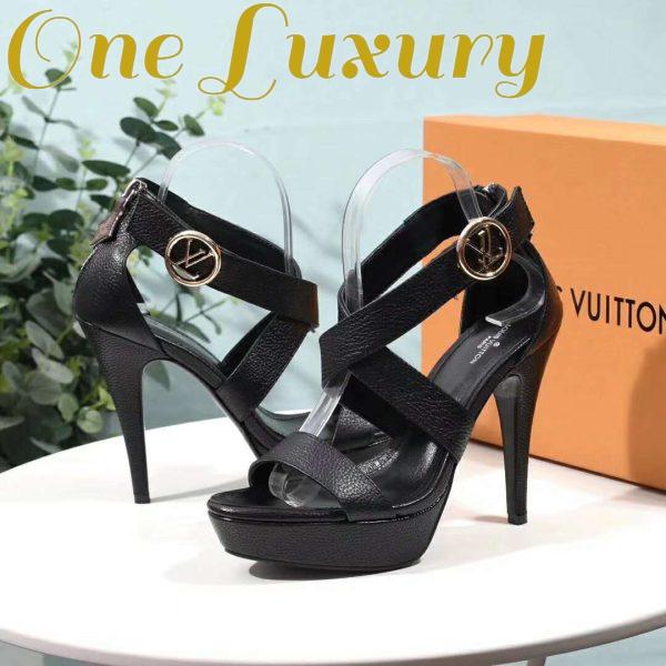 Replica Louis Vuitton LV Women Horizon Platform Sandal Black Grained Calf 6