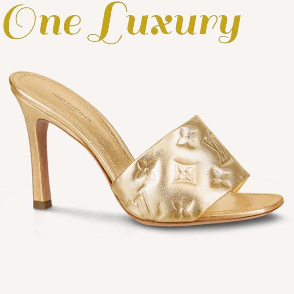 Replica Louis Vuitton LV Women Revival Mule Gold Monogram Embossed Metallic Lambskin 2