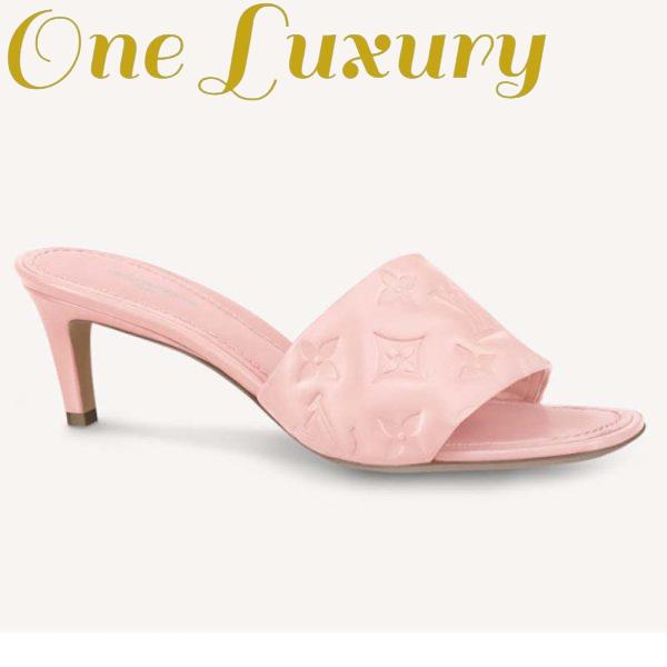 Replica Louis Vuitton LV Women Revival Mule Pink Monogram Embossed Lambskin 5.5 cm Heel