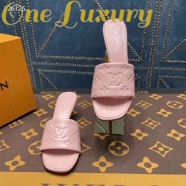 Replica Louis Vuitton LV Women Revival Mule Pink Monogram Embossed Lambskin 5.5 cm Heel 6