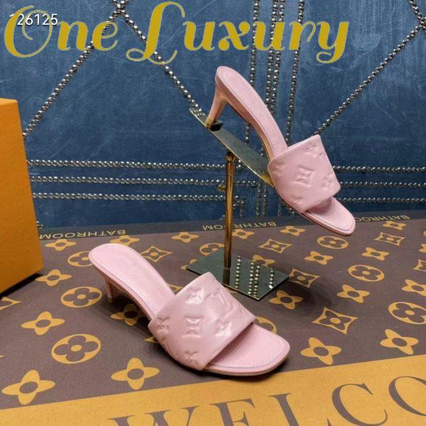 Replica Louis Vuitton LV Women Revival Mule Pink Monogram Embossed Lambskin 5.5 cm Heel 7