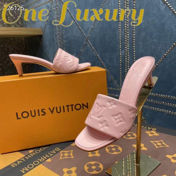 Replica Louis Vuitton LV Women Revival Mule Pink Monogram Embossed Lambskin 5.5 cm Heel 8