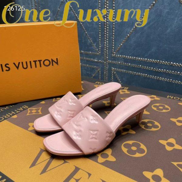 Replica Louis Vuitton LV Women Revival Mule Pink Monogram Embossed Lambskin 5.5 cm Heel 9