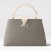 Replica Louis Vuitton LV Women Capucines MM Handbag Steeple Gray Greige Taurillon Leather