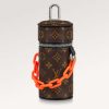 Replica Louis Vuitton Unisex LV Monogram Barrel Pouch Bag Charm Brown Canvas Leather