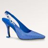 Replica Louis Vuitton LV Women Sparkle Slingback Pump Bleu Roi Blue Strass 9.5 Cm Heel