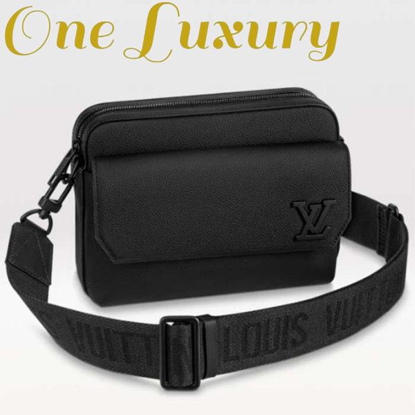 Replica Louis Vuitton Unisex LV Fastline Messenger Black Cowhide Leather Zipped Closure 2