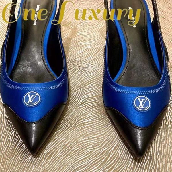 Replica Louis Vuitton Women Archlight Slingback Pump Blue Technical Satin Calf Leather 9