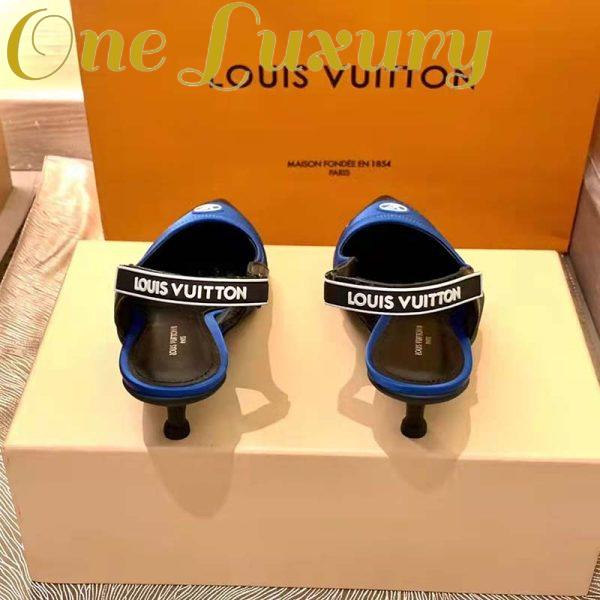 Replica Louis Vuitton Women Archlight Slingback Pump Blue Technical Satin Calf Leather 10