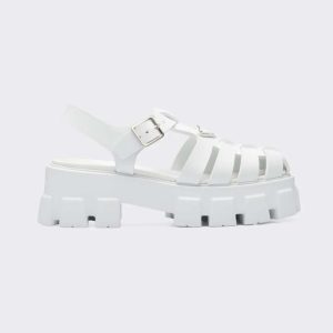 Replica Prada Women Foam Rubber Sandals in 55 mm Heel Height-White 2