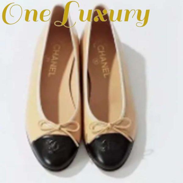 Replica Chanel Women Ballerina Calfskin Leather Sandy Black Ballet Shoes