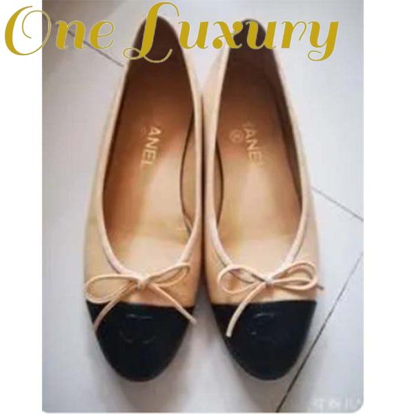 Replica Chanel Women Ballerina Calfskin Leather Sandy Black Ballet Shoes 3
