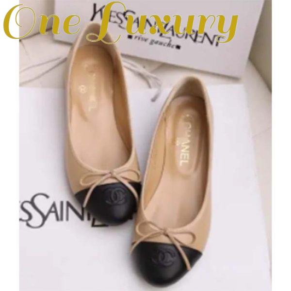 Replica Chanel Women Ballerina Calfskin Leather Sandy Black Ballet Shoes 4