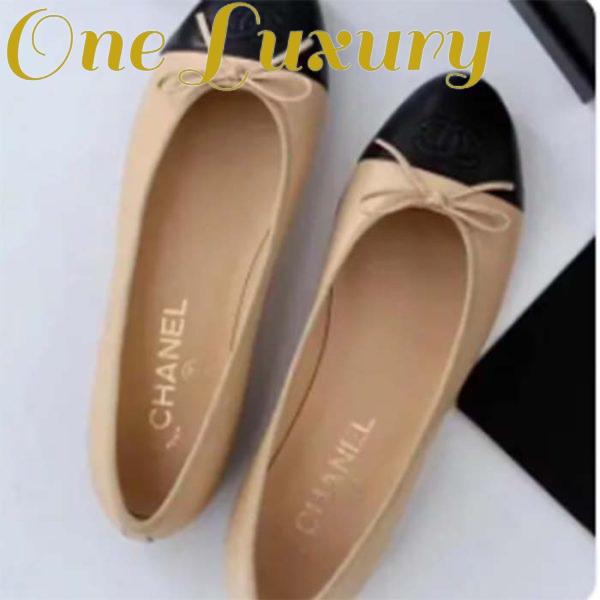 Replica Chanel Women Ballerina Calfskin Leather Sandy Black Ballet Shoes 6