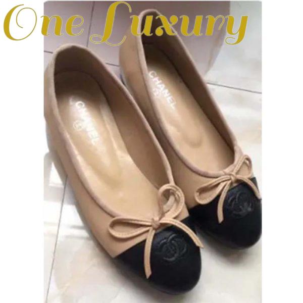 Replica Chanel Women Ballerina Calfskin Leather Sandy Black Ballet Shoes 7