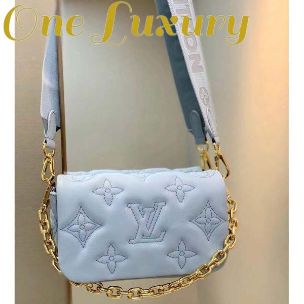 Replica Louis Vuitton LV Women Wallet On Strap Bubblegram Blue Monogram Embroidered Quilted Calf 3