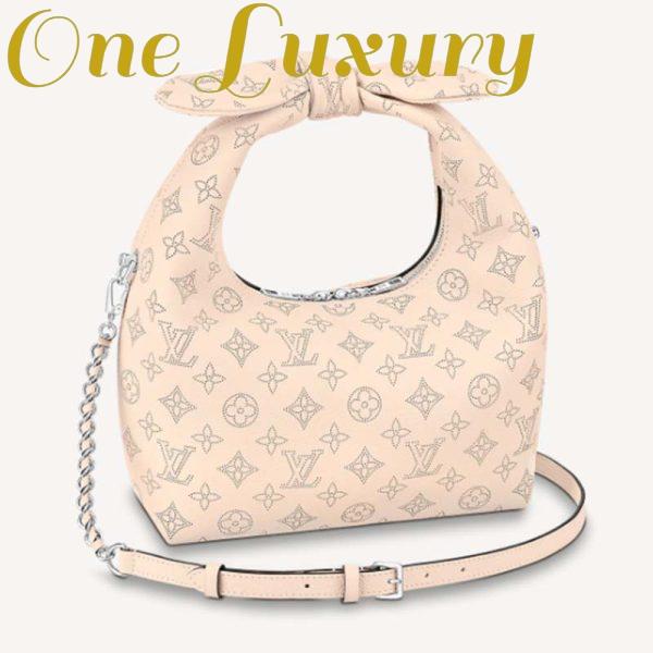 Replica Louis Vuitton LV Women Why Knot PM Handbag Cream Beige Perforated Mahina Calf Leather