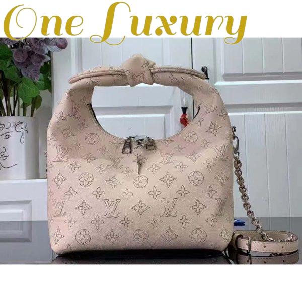 Replica Louis Vuitton LV Women Why Knot PM Handbag Cream Beige Perforated Mahina Calf Leather 3