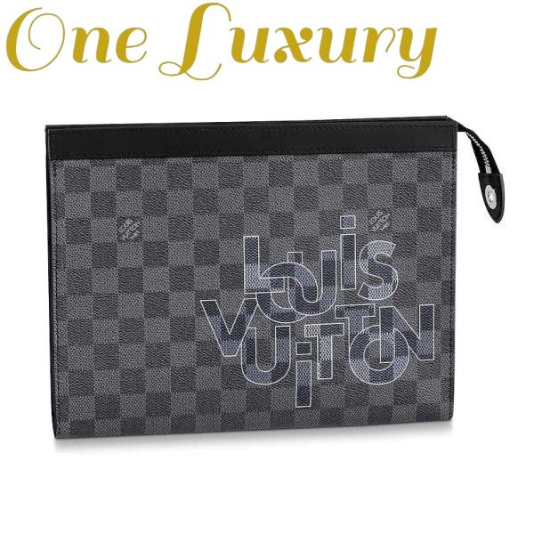 Replica Louis Vuitton LV Men Pochette Voyage MM Damier Graphite Canvas-Grey