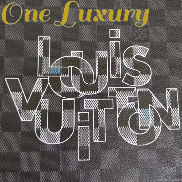 Replica Louis Vuitton LV Men Pochette Voyage MM Damier Graphite Canvas-Grey 9