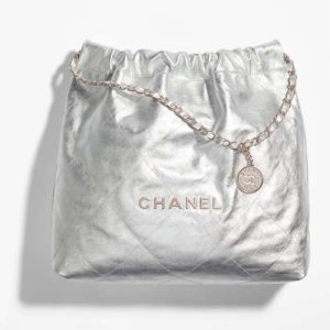 Replica Chanel Women CC 22 Handbag Metallic Calfskin Silver-Tone Metal Silver 2