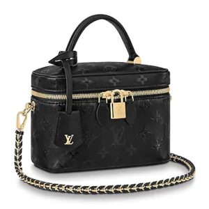 Replica Louis Vuitton LV Women Vanity PM Handbag Black Monogram-Embossed Lambskin